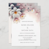 Invitation Fleurs 3D blanches (Devant / Derrière)