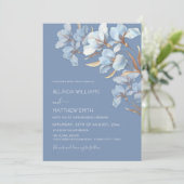 Invitation Fleurs 3D Bleu Or (Debout devant)