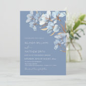 Invitation Fleurs 3D Bleu Or (Debout devant)