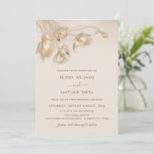 Invitation Fleurs 3D en Or (Debout devant)