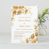 Invitation Fleurs 3D Or Blanc (Debout devant)