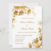 Invitation Fleurs 3D Or Blanc (Devant)