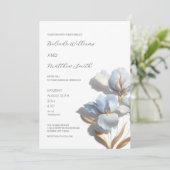Invitation Fleurs 3D Or Bleu Blanc (Debout devant)