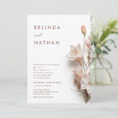 Invitation Fleurs 3D Rose Pâle Blanc (Debout devant)