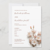 Invitation Fleurs 3D Rose Pâle Blanc (Devant)