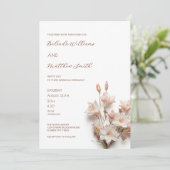 Invitation Fleurs 3D Rose Pâle Blanc (Debout devant)