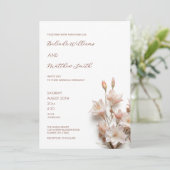 Invitation Fleurs 3D Rose Pâle Élégantes (Debout devant)