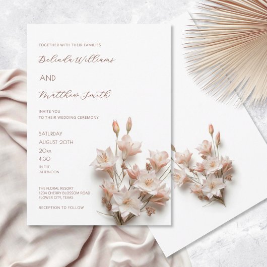 Invitation Fleurs 3D Rose Tendre