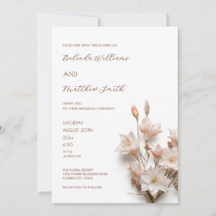 Invitation Fleurs 3D Rose Tendre