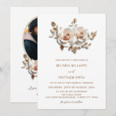 Invitation Fleurs 3D Roses Fardées Simple (Devant / Derrière)