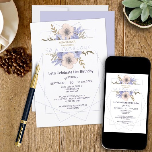 Invitation Fleurs 50 et Fabuleuse Rose de Pêche Violette Anni