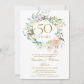 Invitation Fleurs 50e anniversaire de mariage doré 2 Photo (Devant)