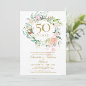 Invitation Fleurs 50e anniversaire de mariage doré 2 Photo (Debout devant)