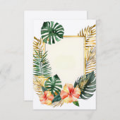 Invitation Fleurs à cadre tropical mariage et feuilles (Devant / Derrière)