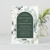 Invitation Fleurs à feuillage persistant et coton Élégant Mar (Debout devant)