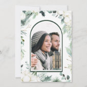 Invitation Fleurs à feuillage persistant et coton Élégante ph (Dos)