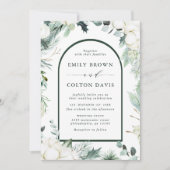 Invitation Fleurs à feuillage persistant et coton Mariage d'a (Devant)