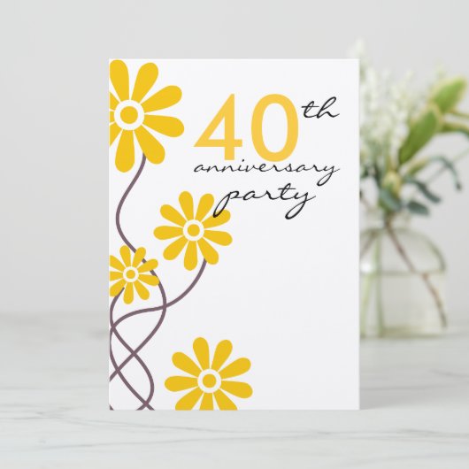 Invitation Fleurs à la mode 40e fête du Mariage (Debout devant)