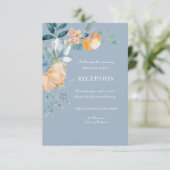 Invitation Fleurs à l'aquarelle Bleu Poussiéreux (Debout devant)