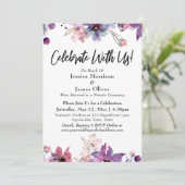 Invitation Fleurs à l'aquarelle modernes Célébrez avec nous ! (Debout devant)