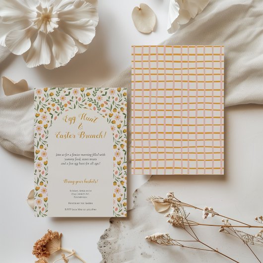 Invitation Fleurs à l'aquarelle Pâques Printemps Petit déjeun