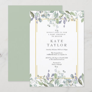Invitation Fleurs à l'aquarelle pour fête prénatale/baby show