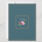 Invitation Fleurs à l'aquarelle sarcelle et rose (Dos)