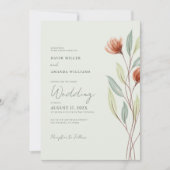 Invitation Fleurs à l'aquarelle Vert pastel (Devant)