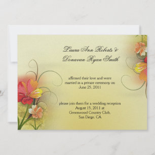 Invitation Fleurs Abstraites Aquarelle Rose Jaune Vert Post