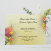 Invitation Fleurs abstraites aquarelles rose jaune vert Poste (Debout devant)