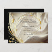 Invitation Fleurs Abstraites d'argent ou d'or sur - Silk & Ar (Devant / Derrière)