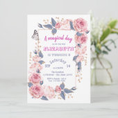 Invitation Fleurs adorables Papillon Anniversaire (Debout devant)