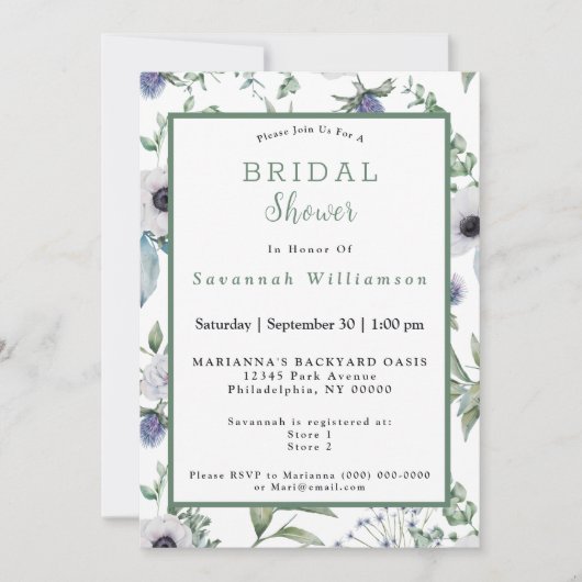 Invitation Fleurs Alpines Blanches Écossaises Mariage (Devant)