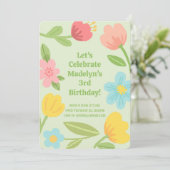 Invitation Fleurs Amusantes Anniversaire (Debout devant)