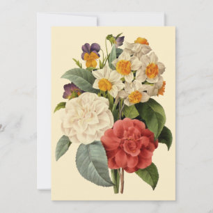 Invitation Fleurs anciennes, camélias et narcisses, Redoute