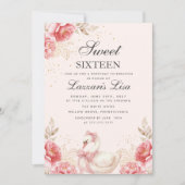 Invitation Fleurs Anniversaire Sweet sixteen d'or (Devant)