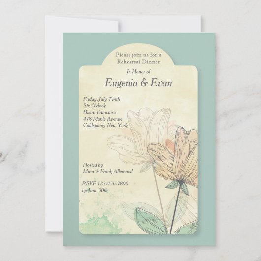 Invitation Fleurs Aquarelle (Devant)