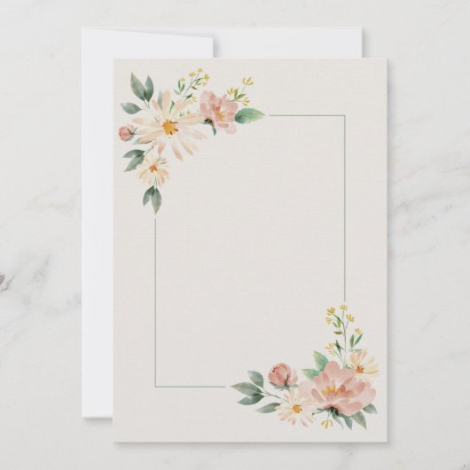 Invitation Fleurs aquarelle (Devant)