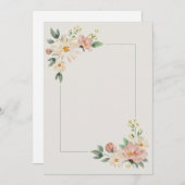 Invitation Fleurs aquarelle (Devant / Derrière)