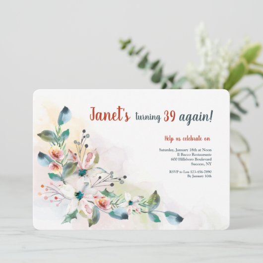 Invitation Fleurs Aquarelle 2 (Debout devant)