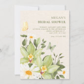 Invitation Fleurs aquarelle floraison douche de mariée  (Devant)