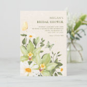 Invitation Fleurs aquarelle floraison douche de mariée  (Debout devant)
