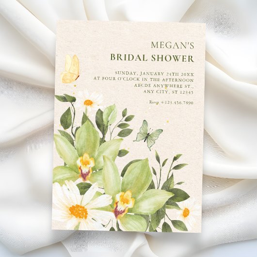 Invitation Fleurs aquarelle floraison douche de mariée 