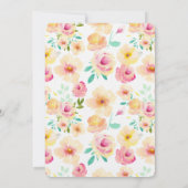 Invitation Fleurs Aquarelle Jaune Jolie Rose (Dos)