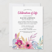 Invitation Fleurs Aquarelle Mémorial | Célébration de la Vie (Devant)