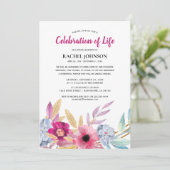 Invitation Fleurs Aquarelle Mémorial | Célébration de la Vie (Debout devant)