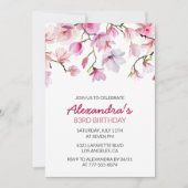 Invitation Fleurs aquarelle rose 83e anniversaire (Devant)