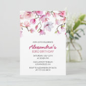 Invitation Fleurs aquarelle rose 83e anniversaire (Debout devant)
