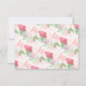 Invitation Fleurs aquarelle rose baptême bébé dédicace (Dos)