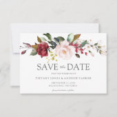 Invitation Fleurs Aquarelle Rose Foncé Enregistrer La Date (Devant)